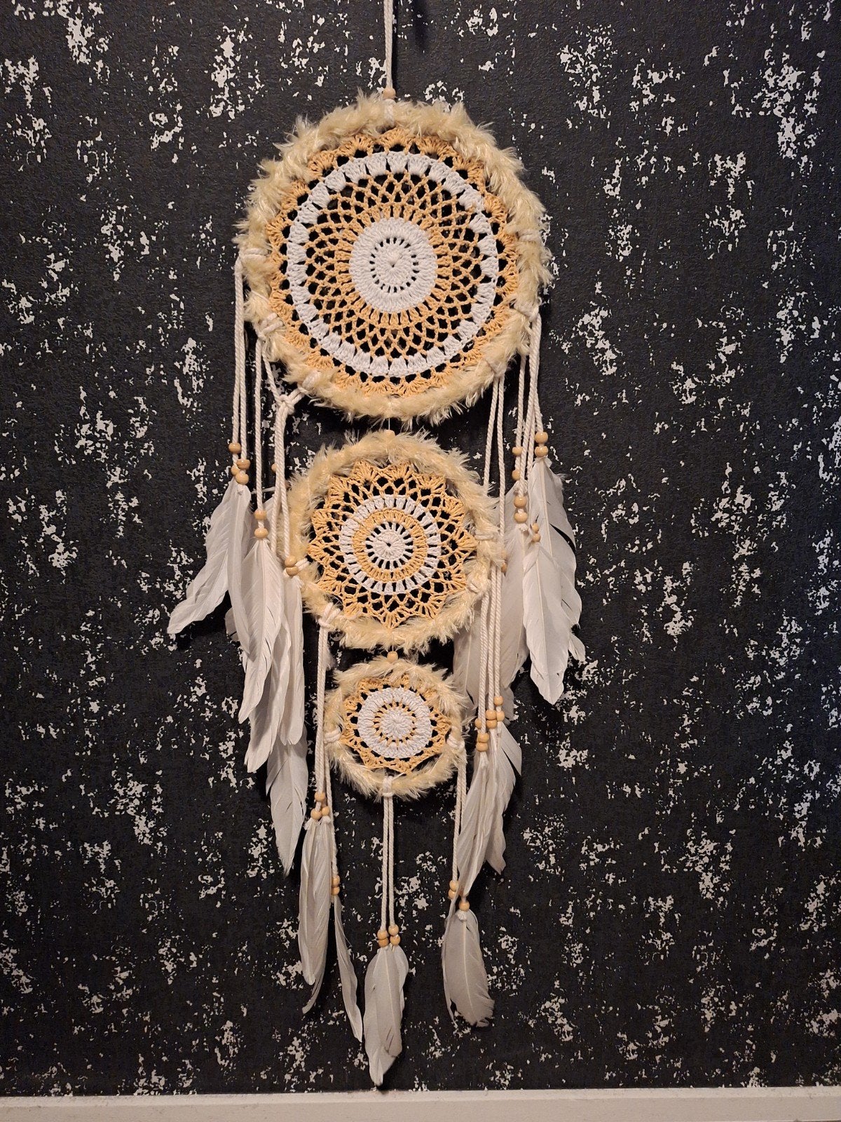 Dromenvanger met gehaakte details en veren, Meerkleurig, Boho, Nieuw, Ophalen of Verzenden