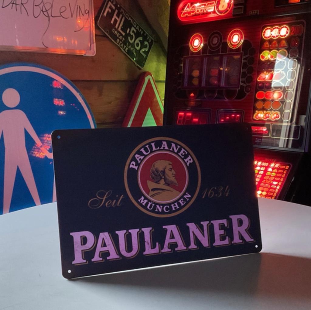 Metalen Paulaner Reclamebord - Bierbrouwerij decoratie, Reclamebord, Xx, Ophalen of Verzenden, Xx