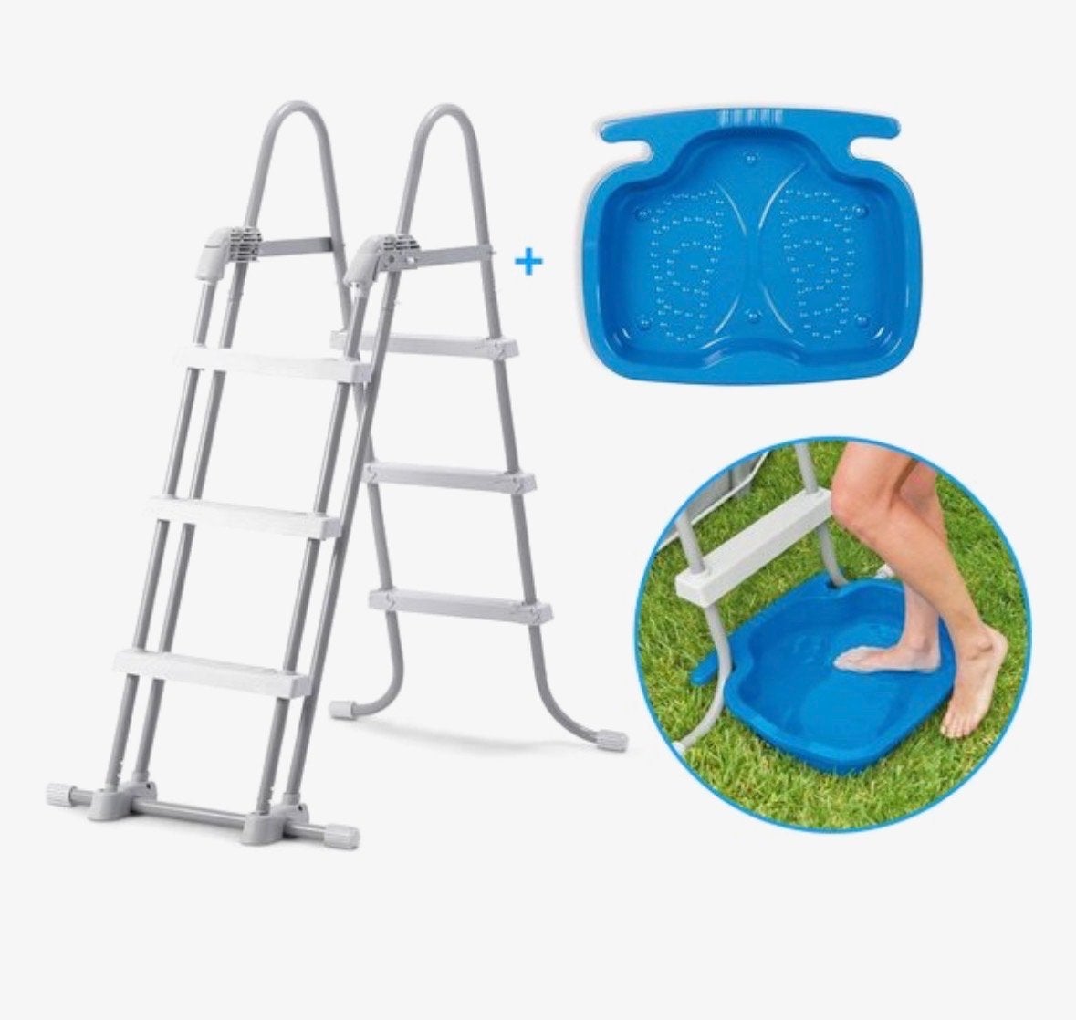 Zwembadladder met voetbad - Veilig en schoon zwemplezier, Ophalen of Verzenden, Zo goed als nieuw, Overige typen, 80 tot 120 cm