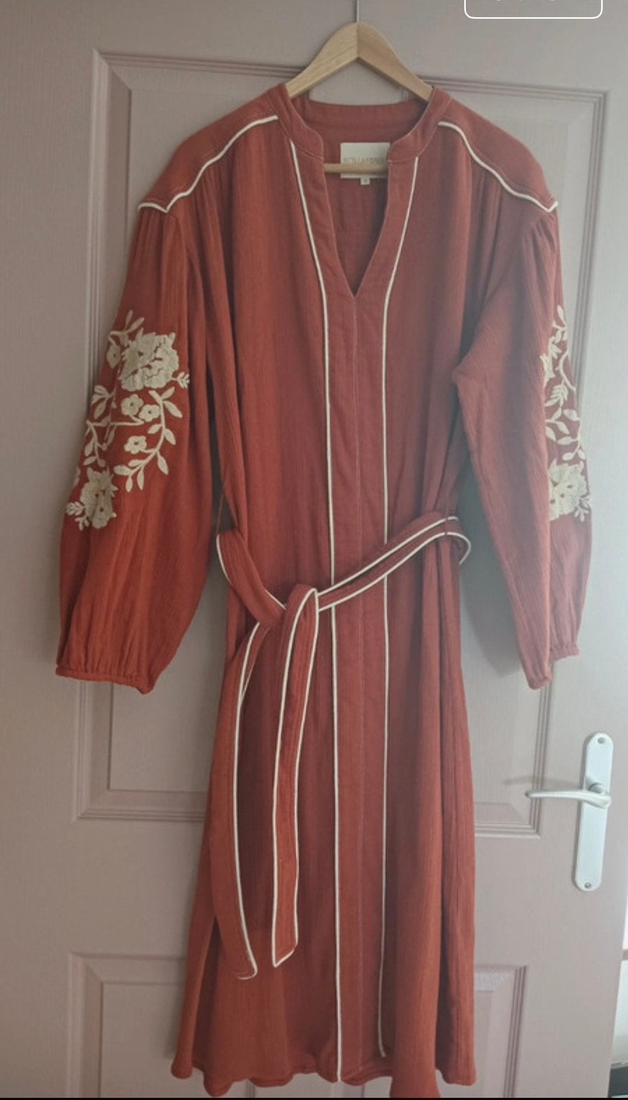 Stella Forest katoenen jurk koraal terra roest kleur 38 zgan, Ophalen of Verzenden, Zo goed als nieuw, Maat 38/40 (M)