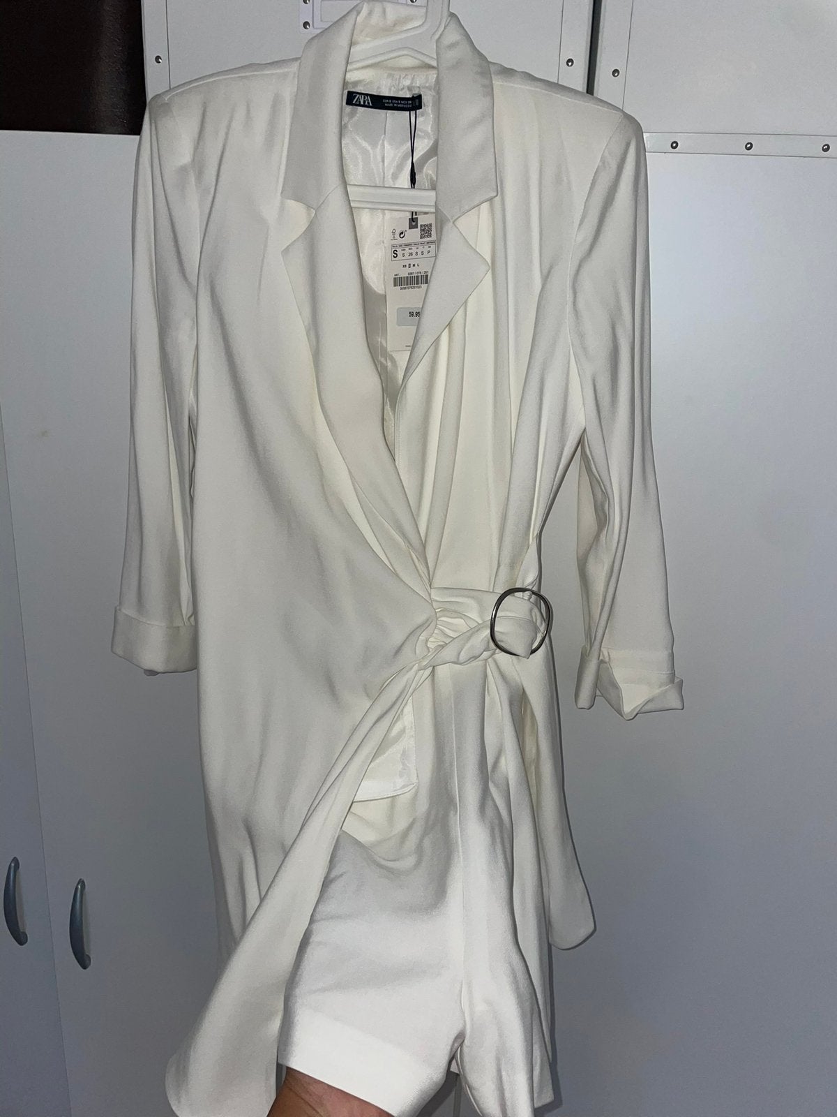 Zara Witte Blazer Jurk met Ringdetail - Maat S, Wit, Nieuw, Ophalen of Verzenden, Maat 36 (S)