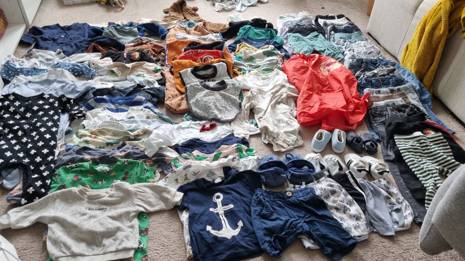 Grote partij jongens babykleding maat 50-68 (3 tassen), Ophalen, Gebruikt, Overige maten