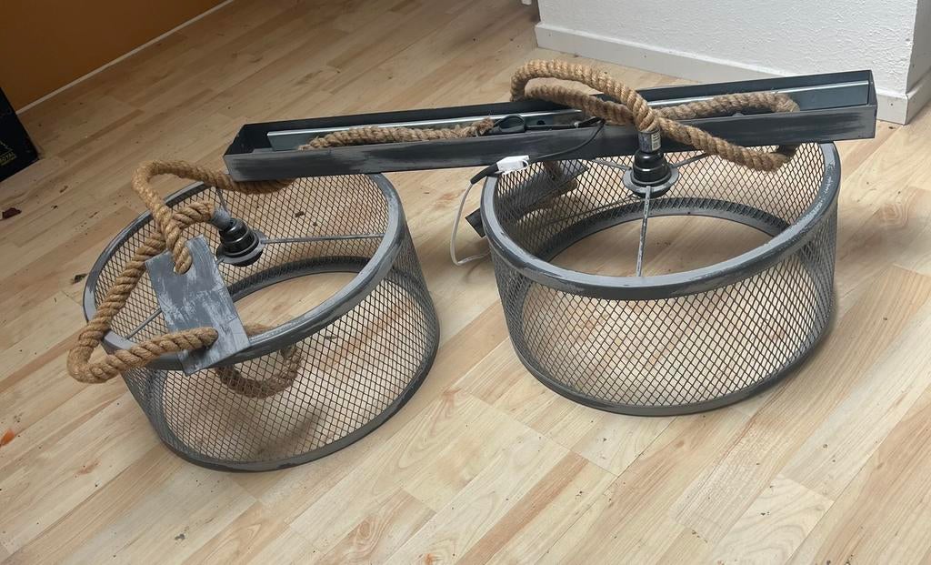 Industriële hanglampen met touw., Huis en Inrichting, Ophalen, Zo goed als nieuw, Minder dan 50 cm