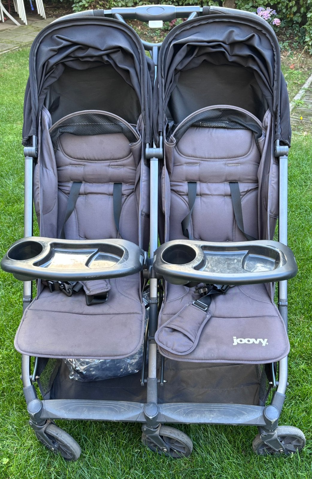 Joovy Kooper X2 Dubbele Buggy - Antraciet - Duo Buggy, Kinderen en Baby's, Ophalen, Gebruikt, Kinderwagen of Buggy