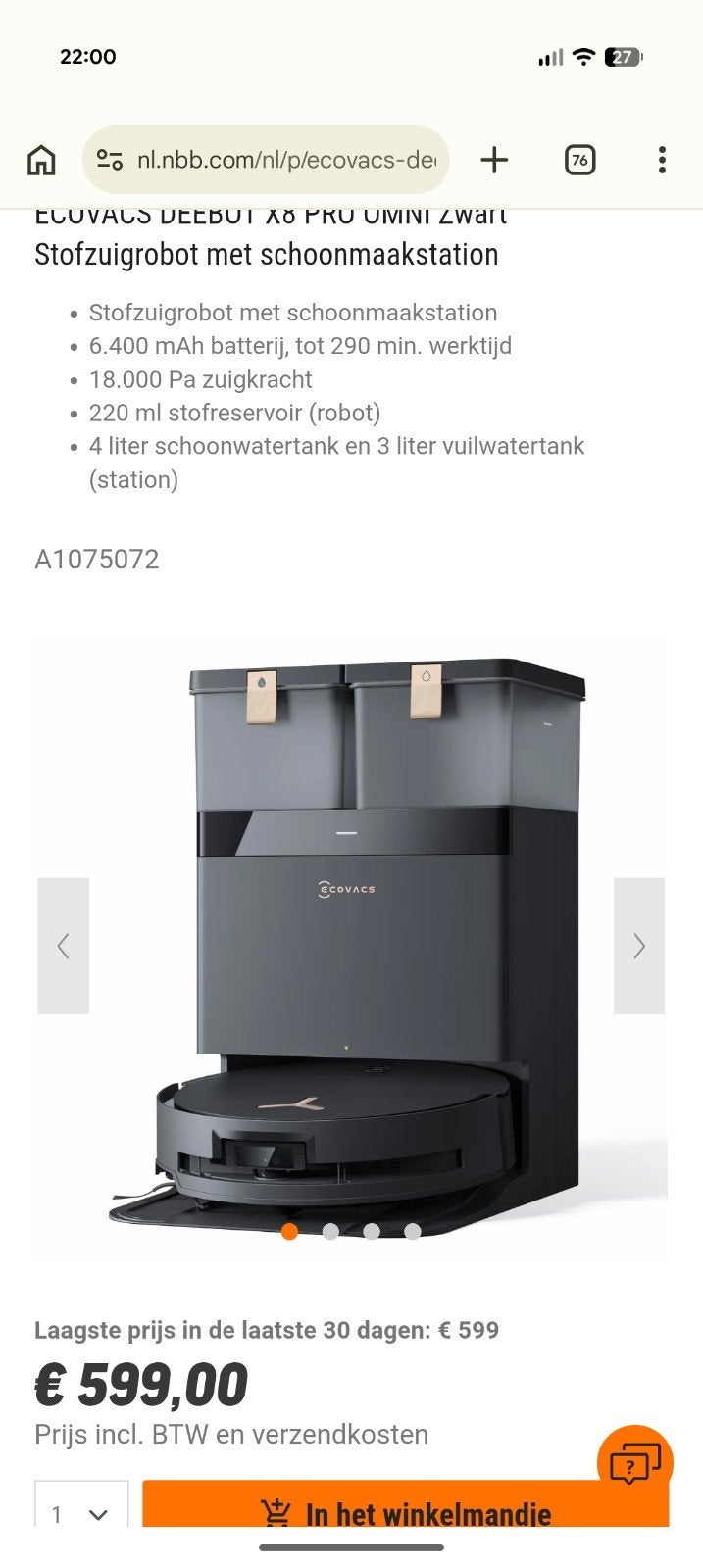 ECOVACS DEEBOT X8 PRO OMNI Stofzuigrobot, Bedienbaar via app, Nieuw, Ophalen of Verzenden, Ecovacs