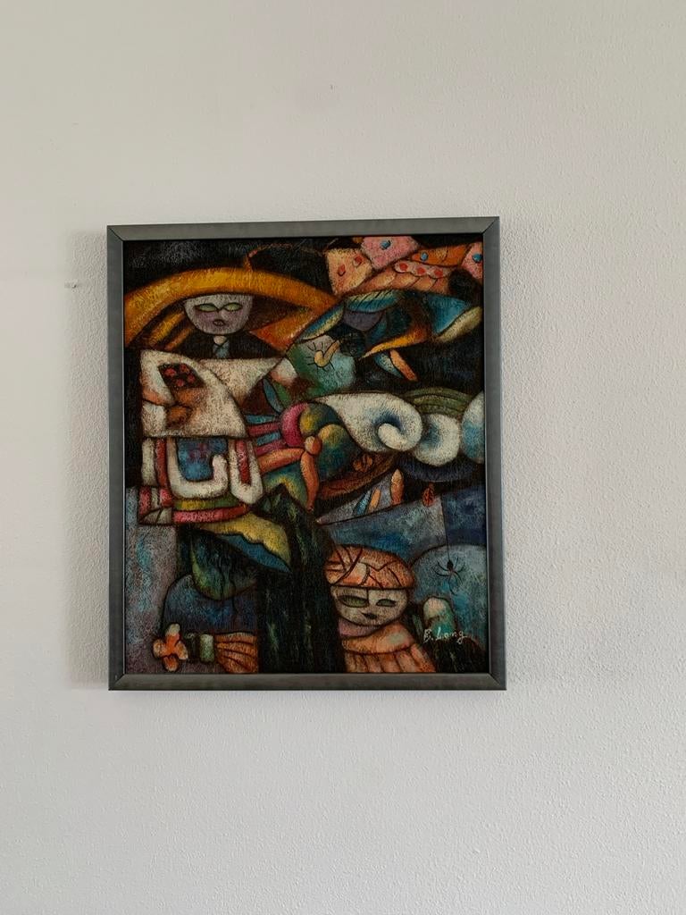 Abstract Schilderij op Canvas - 64x54 cm, Antiek en Kunst, Kunst | Schilderijen | Modern, Ophalen of Verzenden