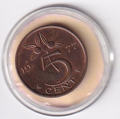 5 Cent 1977  Zeer Fraai met Diverse Muntkleuren, Postzegels en Munten, Ophalen of Verzenden, Koningin Juliana, 5 cent, Losse munt