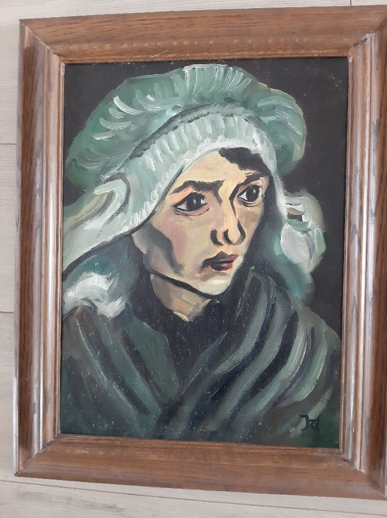 Schilderij - nageschilderd - vrouw met hoofdkap, Hobby en Vrije tijd, Overige Hobby en Vrije tijd, Ophalen, Gebruikt