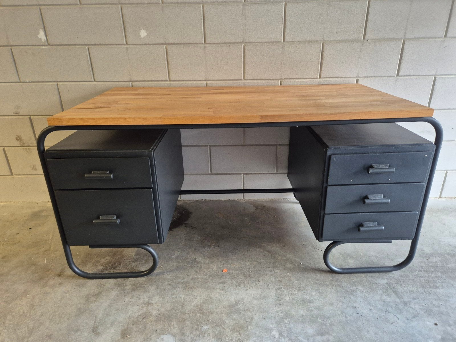 Vintage bureau Bauhaus stijl, Ophalen, Gebruikt, Grijs