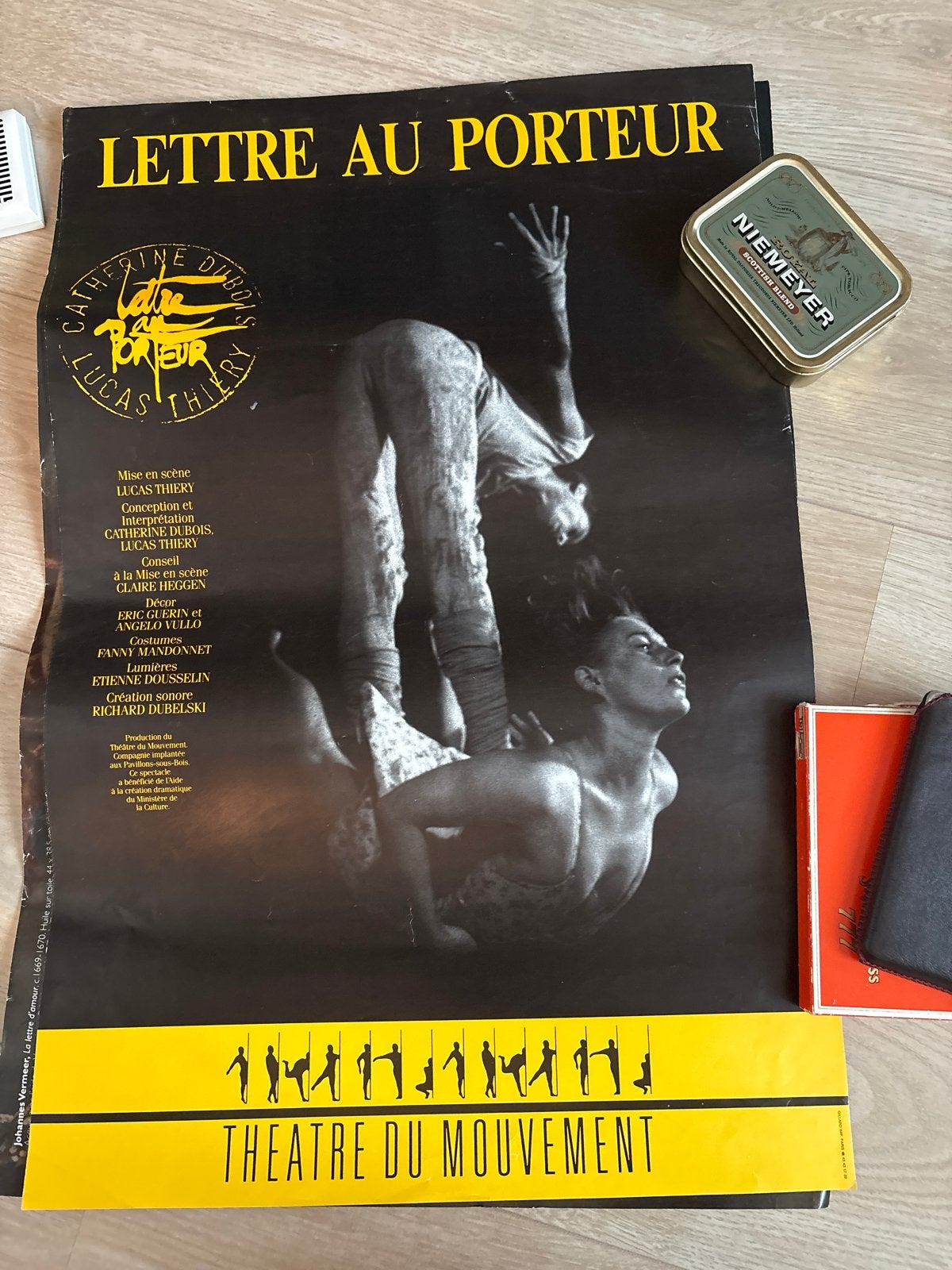Vintage 'Lettre au Porteur' Theaterposter - Zwart/Geel, Ophalen of Verzenden, A1 t/m A3, Overige onderwerpen, Rechthoekig Staand