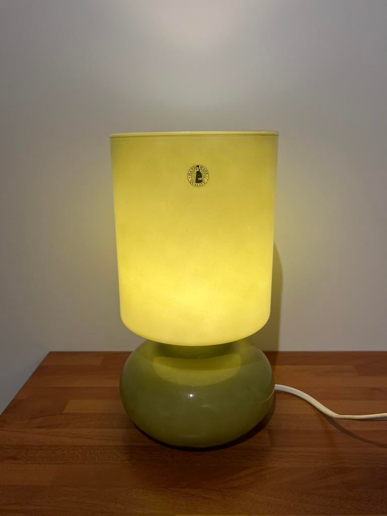 Vintage tafellamp mushroom lamp ikea olijfgroen, Ophalen of Verzenden, Zo goed als nieuw, Glas, Minder dan 50 cm