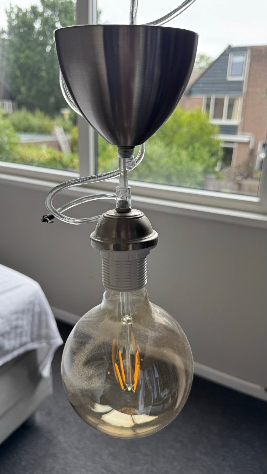 Grote kamerlamp met E27 fitting en LED filament lamp, Huis en Inrichting, Ophalen, Gebruikt, Metaal, E27 (groot)