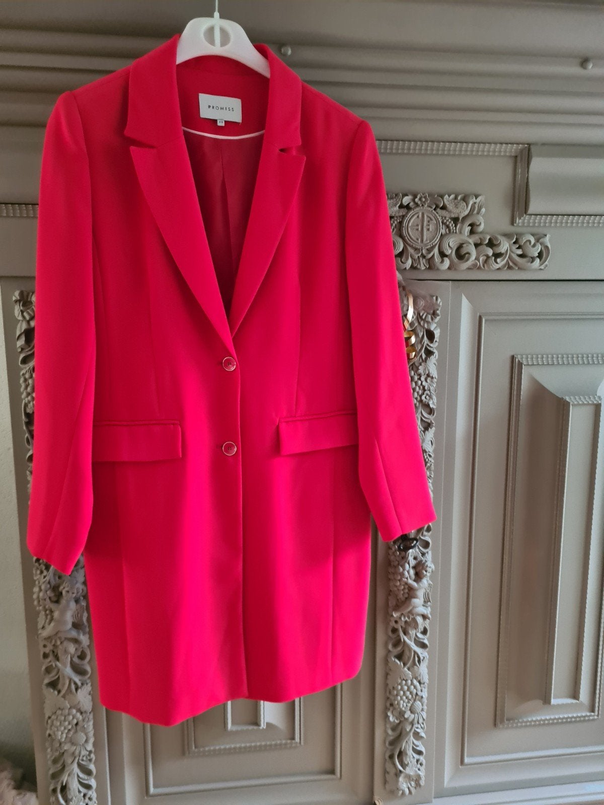 Nieuwe Promiss Lange Rode Blazer Maat 40, Maat 38/40 (M), Promiss, Nieuw, Ophalen of Verzenden