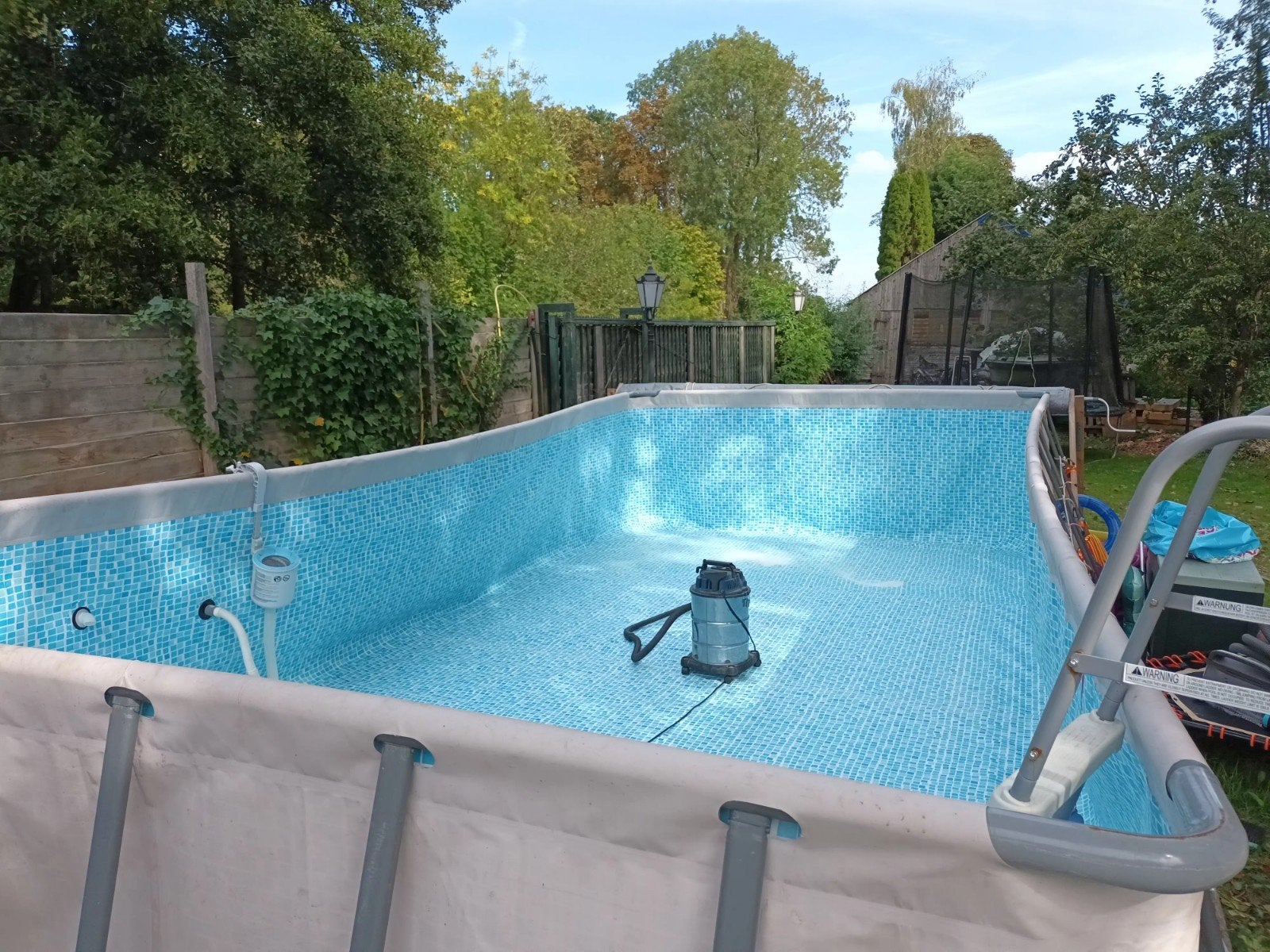 Groot opzetzwembad met zandfilterpomp en accessoires, Tuin en Terras, Zwembaden, Gebruikt, 300 cm of meer, Rechthoekig, Ophalen