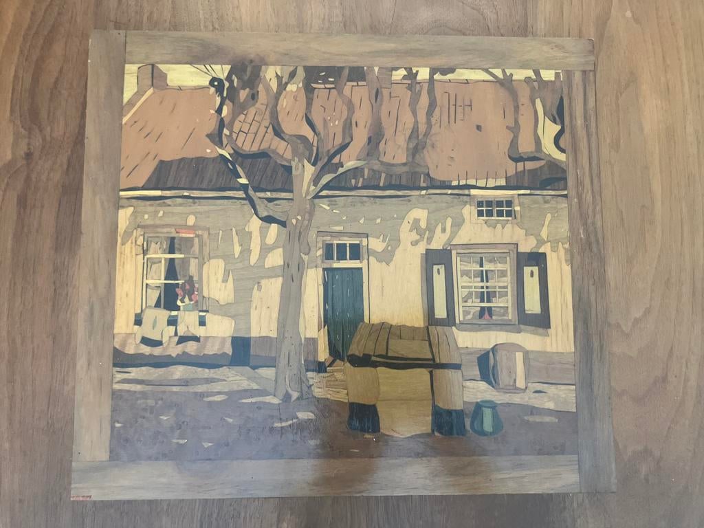 Schilderij Marqueterie straatje in Katwijk aan de Rijn, Ophalen of Verzenden