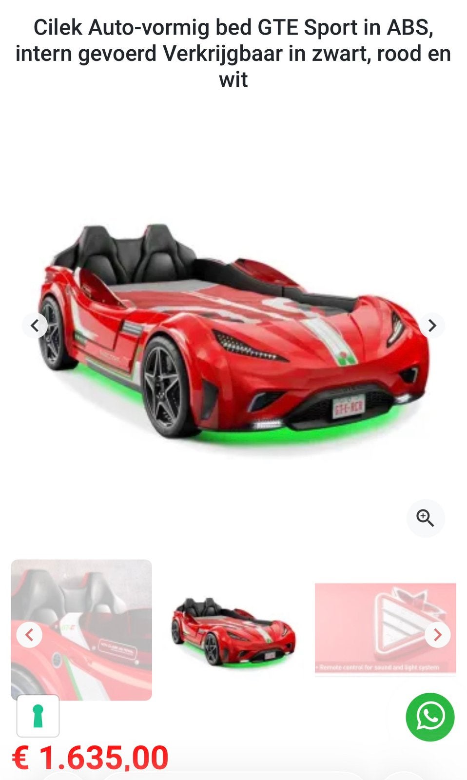 Cilek autobed Rood raceauto kinderbed met LED-verlichting, Ophalen, 85 tot 100 cm, Gebruikt, Matras