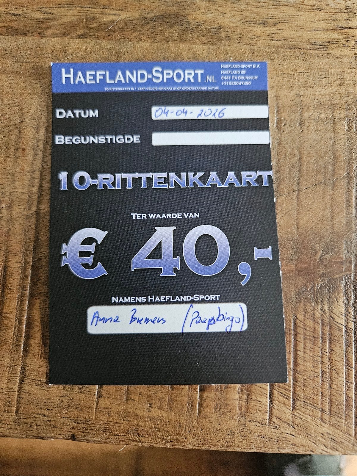10 ritten kaart sportschool, Tickets en Kaartjes, Eén persoon, Cadeaubon, Overige typen