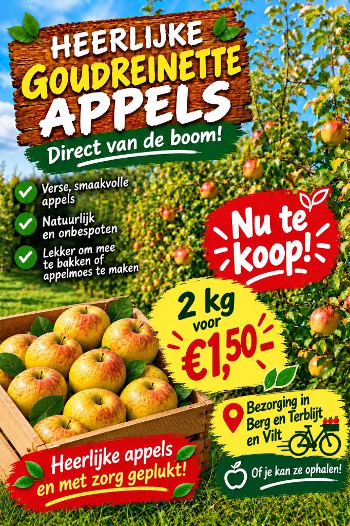 ONBESPOTEN goudreinette appels, Diversen, Ophalen of Verzenden