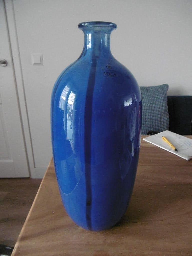 glas kunst vaas Mica, Ophalen of Verzenden, Nieuw, Blauw, Glas
