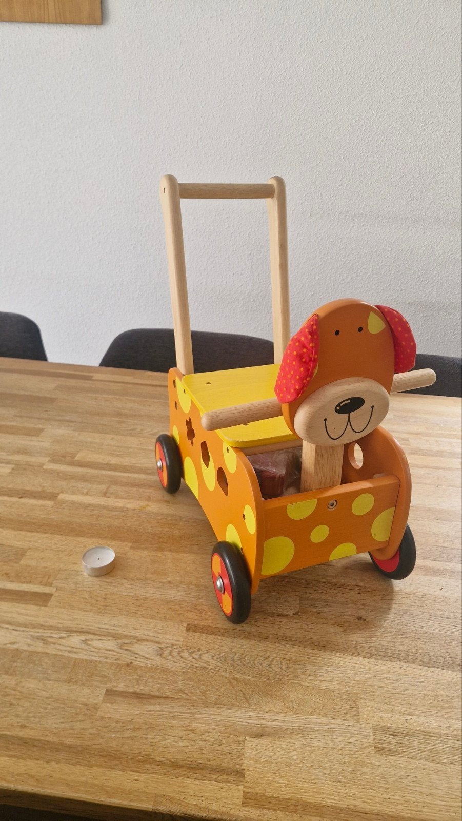 Houten loopwagen met hondenthema en blokken, Kinderen en Baby's, Speelgoed | Houten speelgoed, Ophalen, Gebruikt, Duw- of Trekspeelgoed