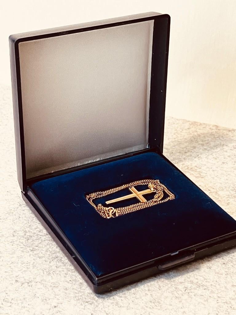 Gouden hanger kruisje 14k – tweezijdig draagbaar, Sieraden, Tassen en Uiterlijk, Kettingen, Gebruikt, Goud, Goud, Verzenden
