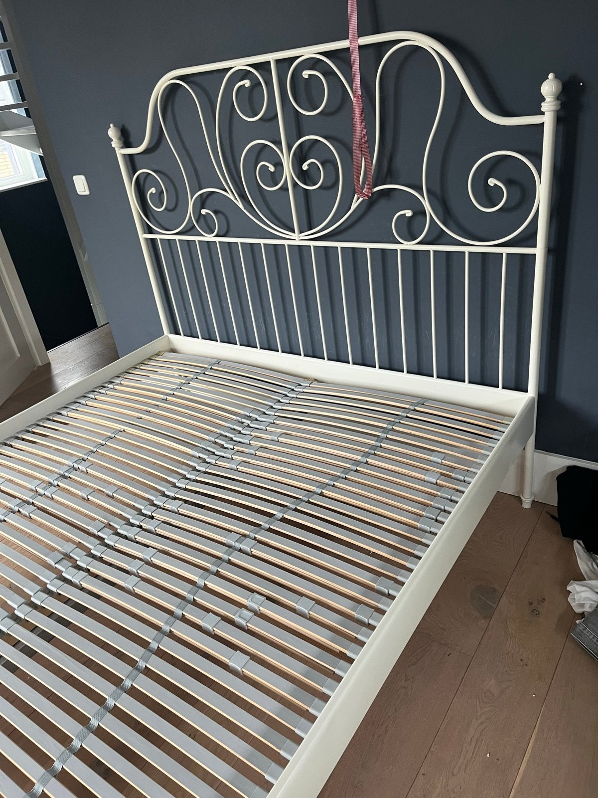 IKEA Leirvik bedframe wit 160x200 met lattenbodem, Ophalen, Gebruikt, Wit, Tweepersoons