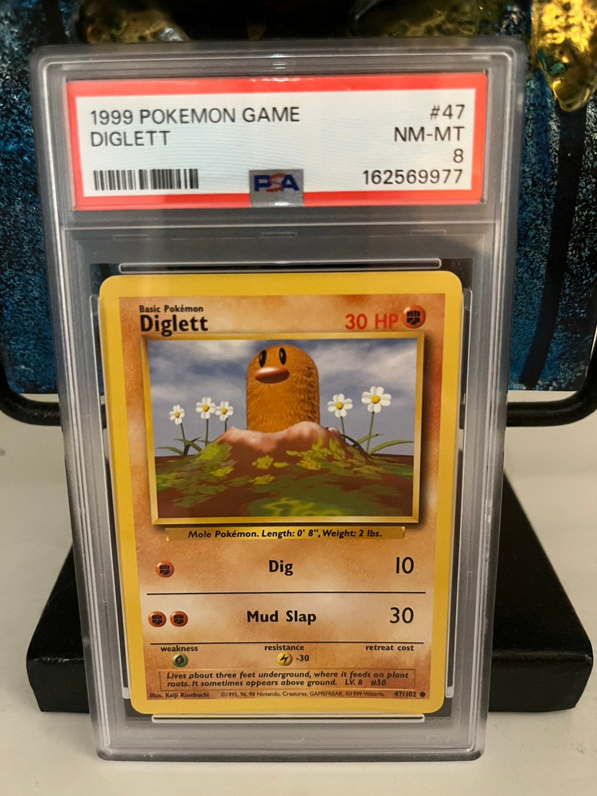 Diglett PSA 8 | Pokemon Base Set 1999, Ophalen of Verzenden, Zo goed als nieuw, Losse kaart