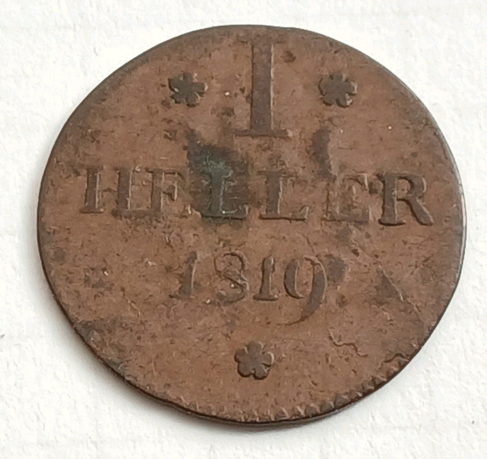 1 Heller 1819 Frankfurt Oude Antieke Munt Duitsland Schaars, Ophalen of Verzenden