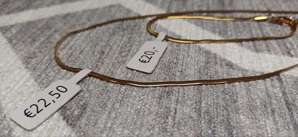 Armband en ketting Snake goudkleurig Nieuw! Sieraden set, Sieraden, Tassen en Uiterlijk, Kettingen, Overige materialen, Verstelbaar