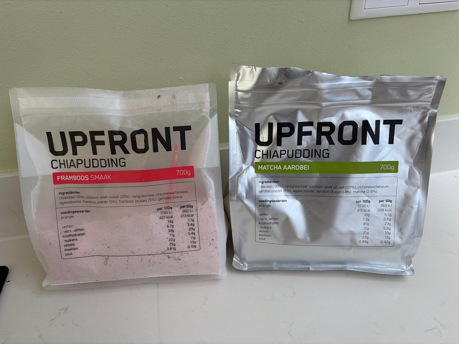 Upfront chiapudding matcha aardbei framboos eiwit protein, Ophalen of Verzenden