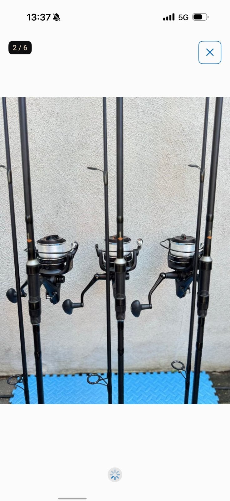 3x Karper Hengel 11FT 2.75LB met Ron Thompson 7000 Molen, Ophalen of Verzenden, Gebruikt, Complete hengel