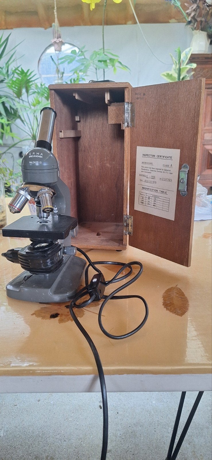 vintage biologische microscoop Japanse merk ERMA, Ophalen of Verzenden, Gebruikt, 1000x of meer