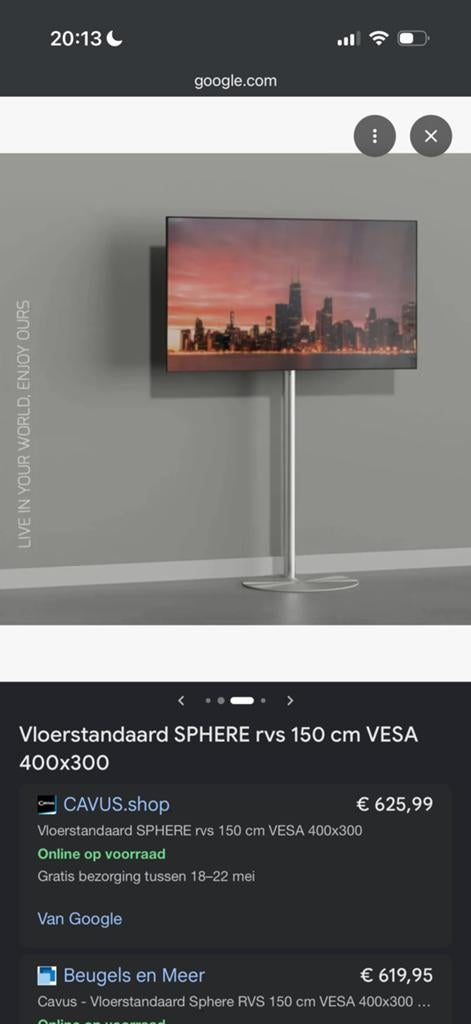 Cavus Sphere TV Beugel + Bang&Olufsen mount, Ophalen, Zo goed als nieuw