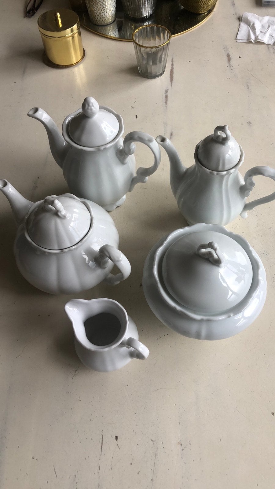 Verschillende witte porselein thee/koffie potten, Ophalen of Verzenden, Zo goed als nieuw