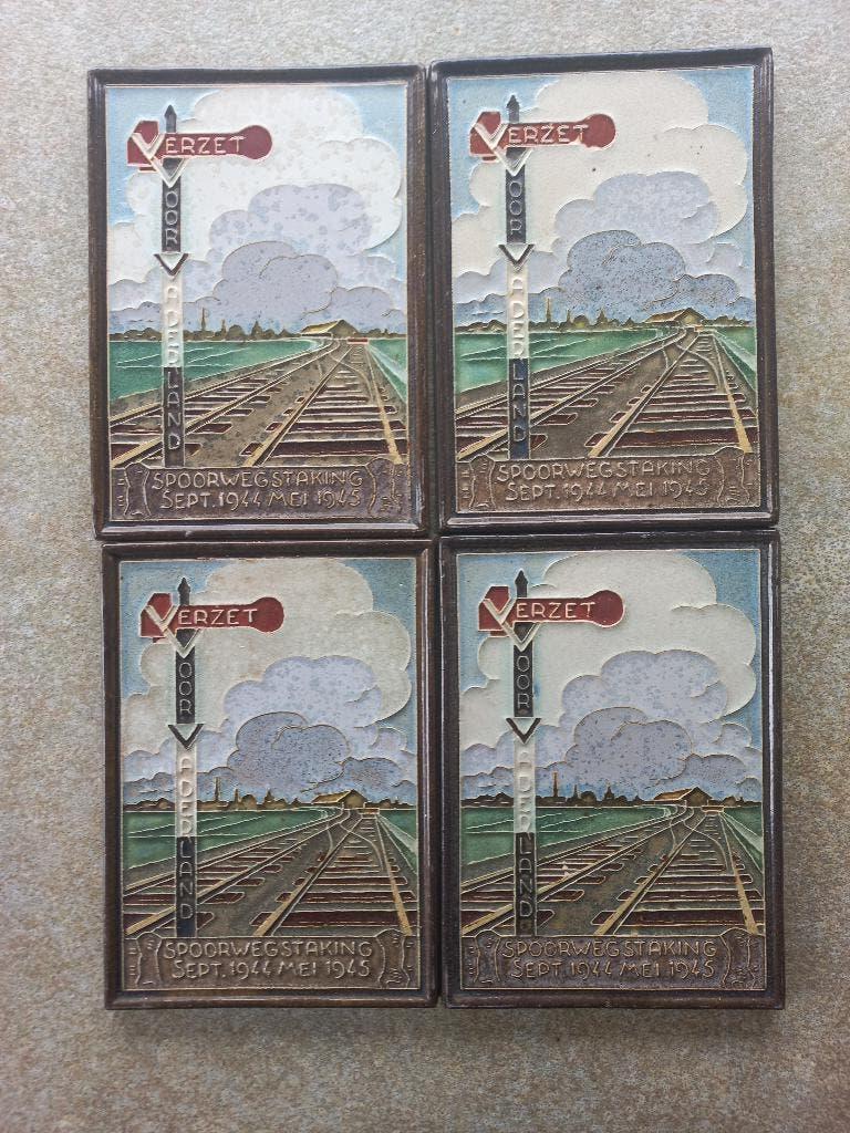 Set cloisonne tegels : Porceleyne Fles-3, Ophalen of Verzenden