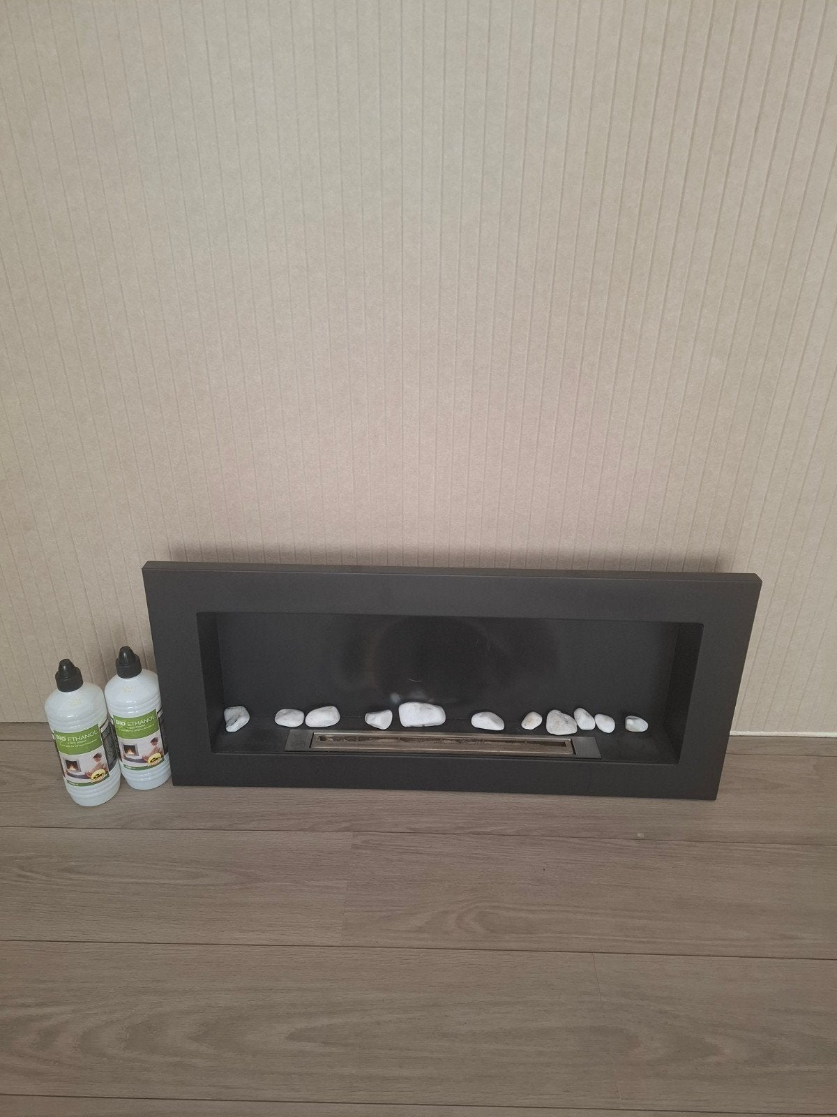 Gebruikte bio ethanol haard voor aan de muur (90x40x12cm), Ophalen, Gebruikt, Zwart, Overige stijlen