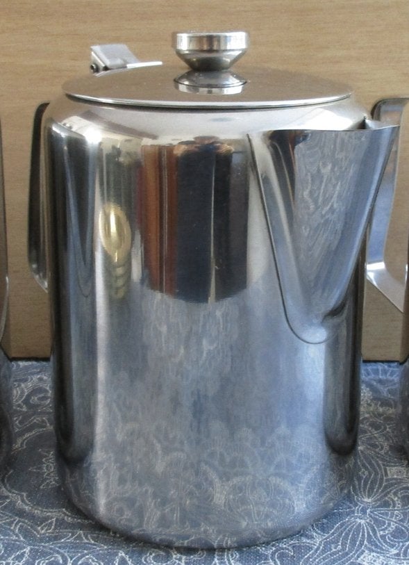 Vintage zgan RVS horeca koffiepot/ theepot 1,5 liter Sunnex, Ophalen of Verzenden, Zo goed als nieuw, Metaal, Theepot