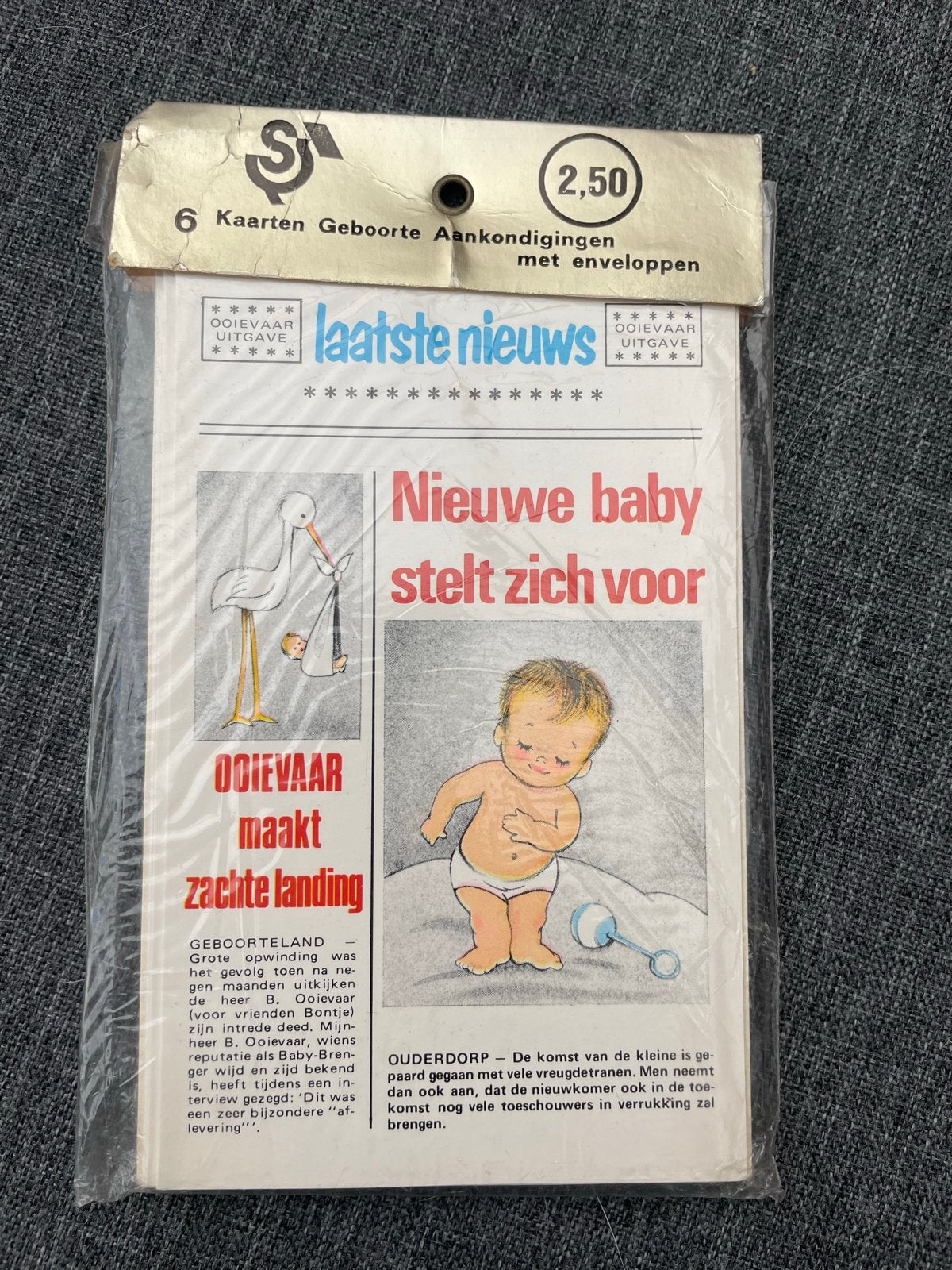 Vintage Geboorte Aankondigingen Kaarten met Enveloppen, Ophalen of Verzenden, 1960 tot 1980, Ongelopen, Kinderen