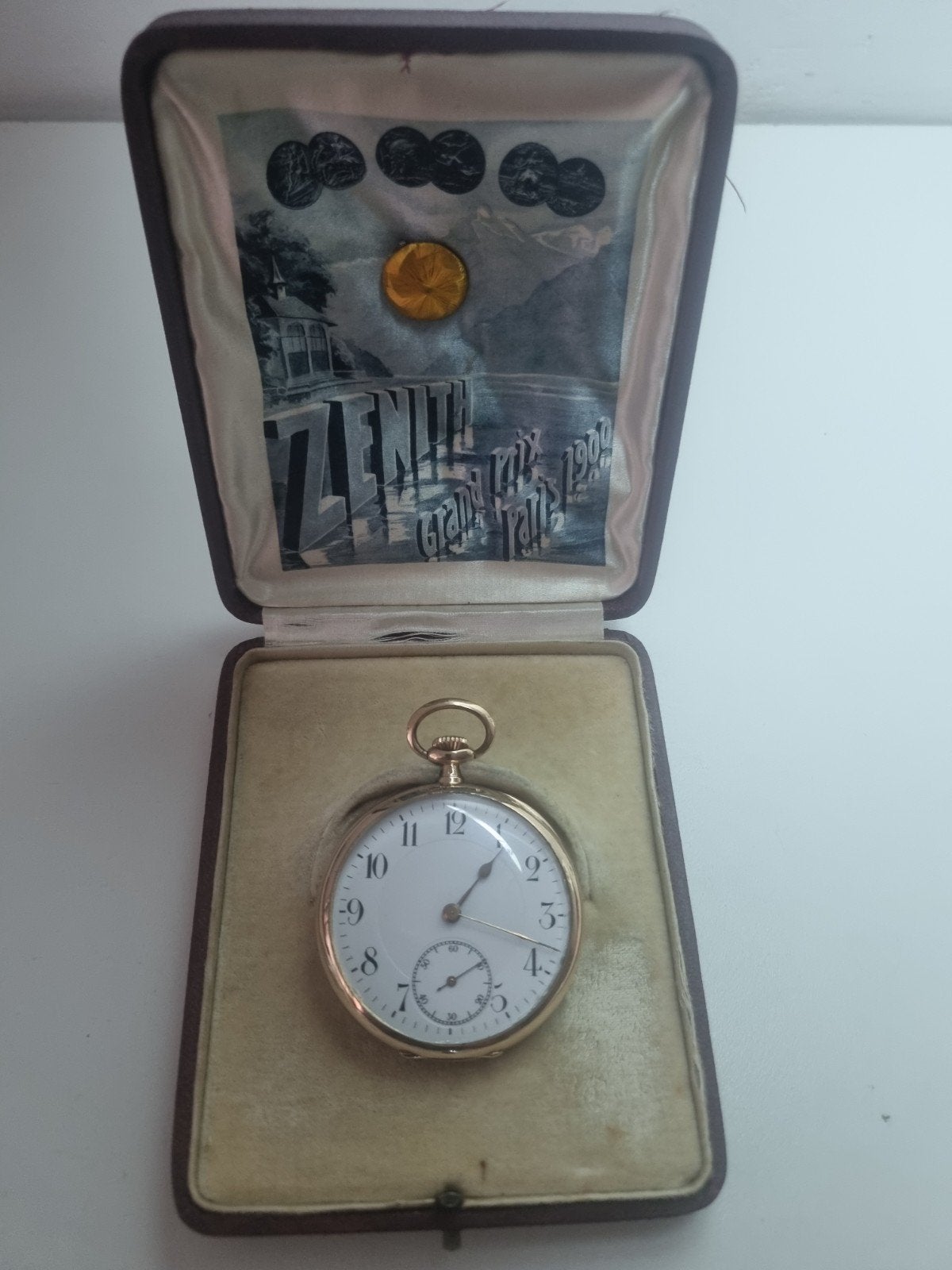 Gouden Zenith Zakhorloge 14K (1912) - Volledige Set - Werken, Overige merken, Zakhorloge, Ophalen of Verzenden, Goud