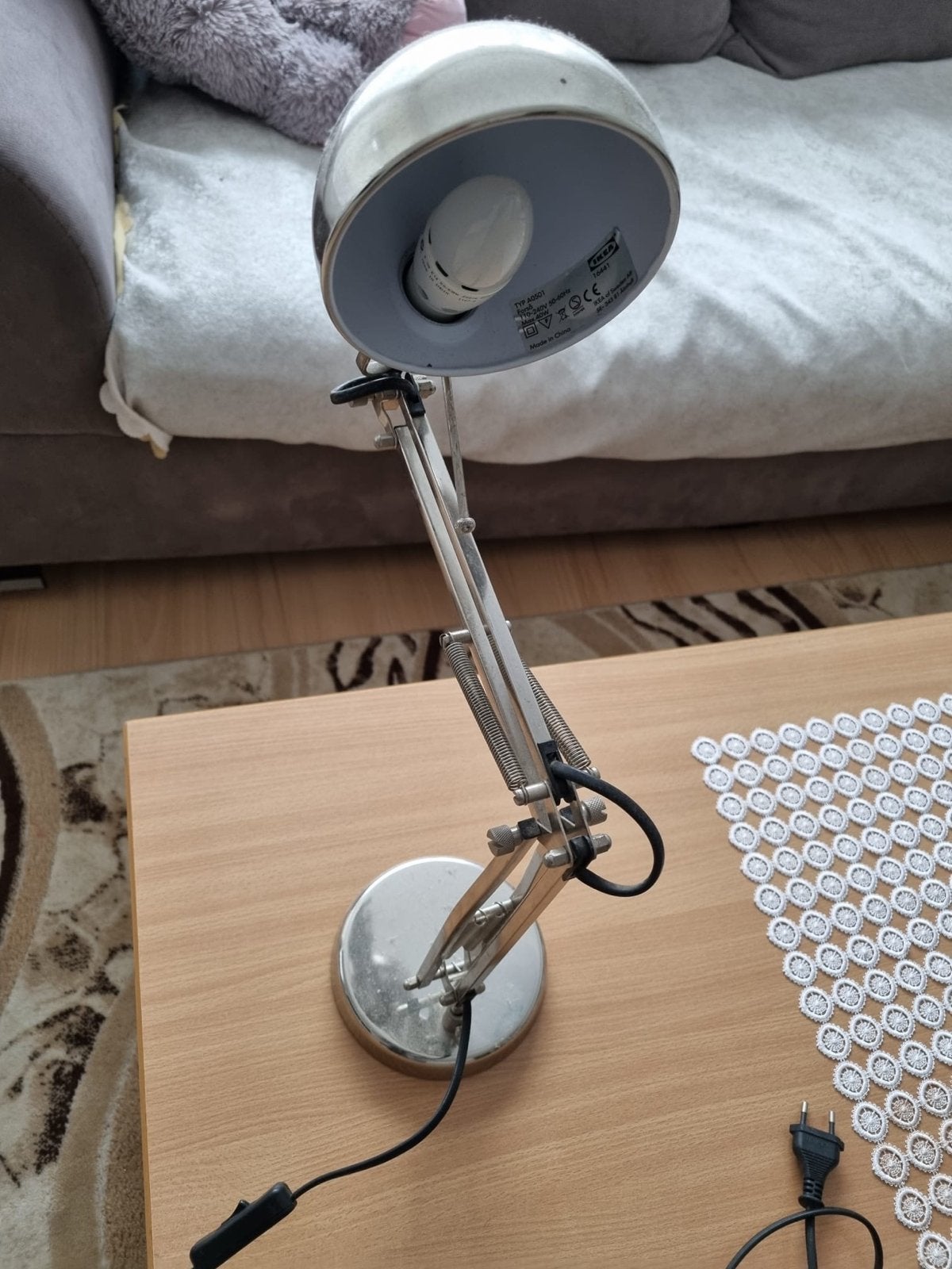 IKEA FORSÅ Bureaulamp - Zilverkleurig, Verstelbaar, Ophalen of Verzenden, Gebruikt, Metaal, 50 tot 75 cm