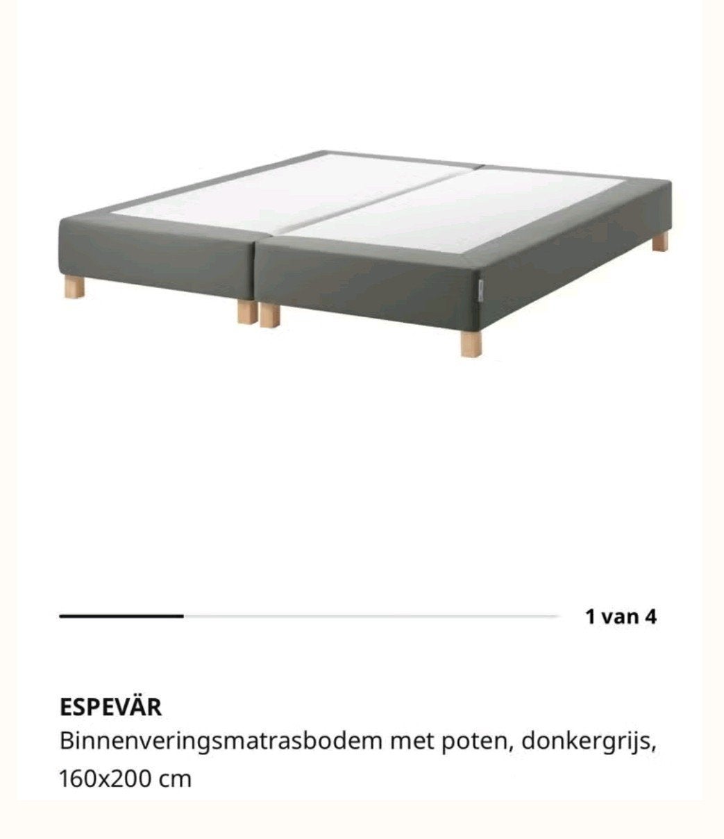 Ikea Espevar Boxspring 160x200 met matras en topper, Tweepersoons, Ophalen of Verzenden, 160 cm, Stof