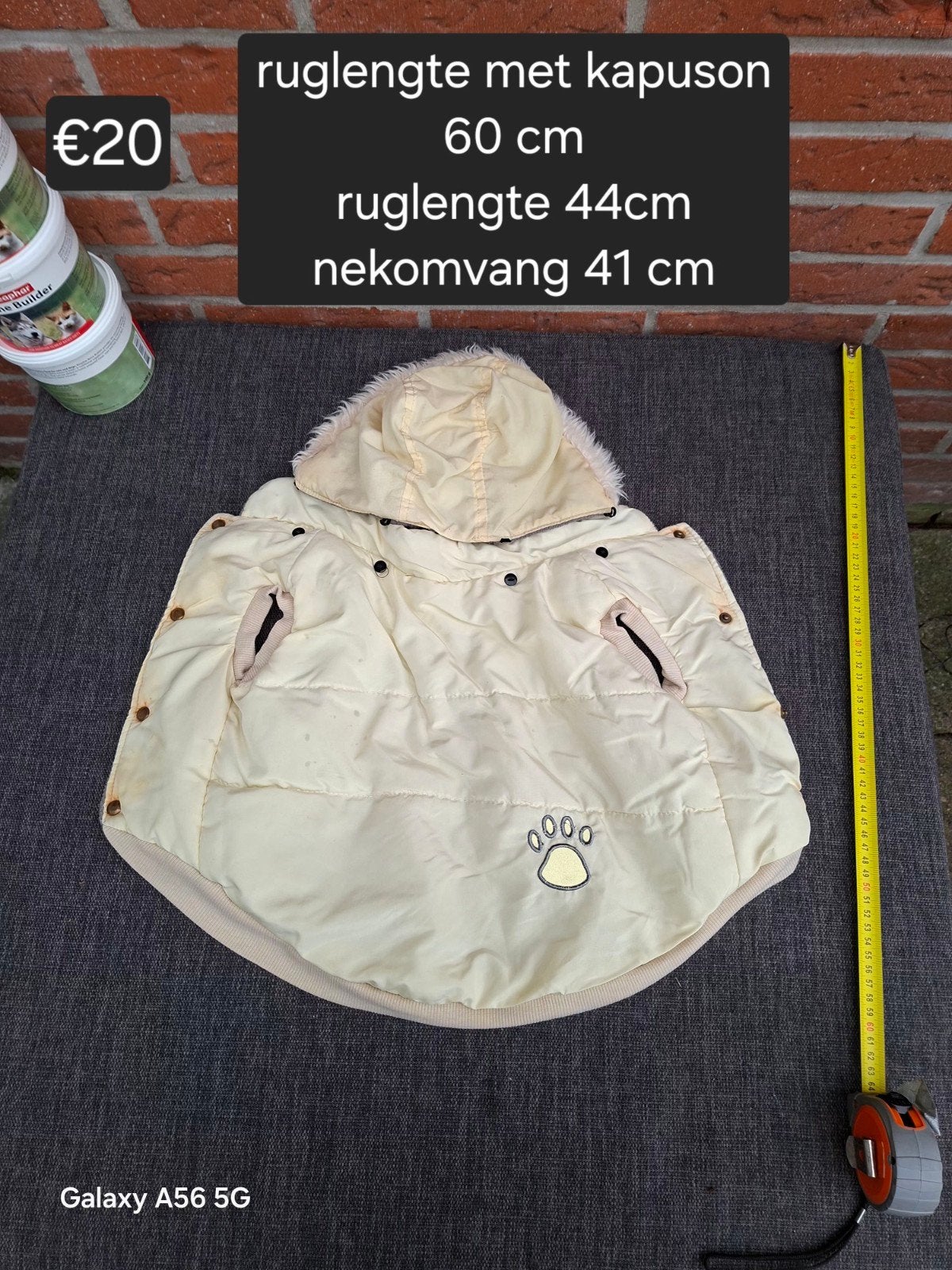 honden jasje maat L/xl kleur beige, Ophalen of Verzenden, Zo goed als nieuw, Hondenjas
