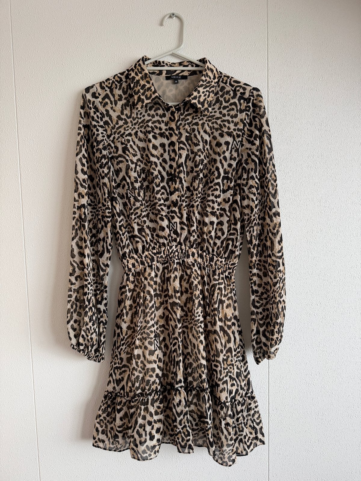 Nikkie jurk met luipaardprint - Maat 36 (S), Meerkleurig, Ophalen of Verzenden, Zo goed als nieuw, Maat 36 (S)