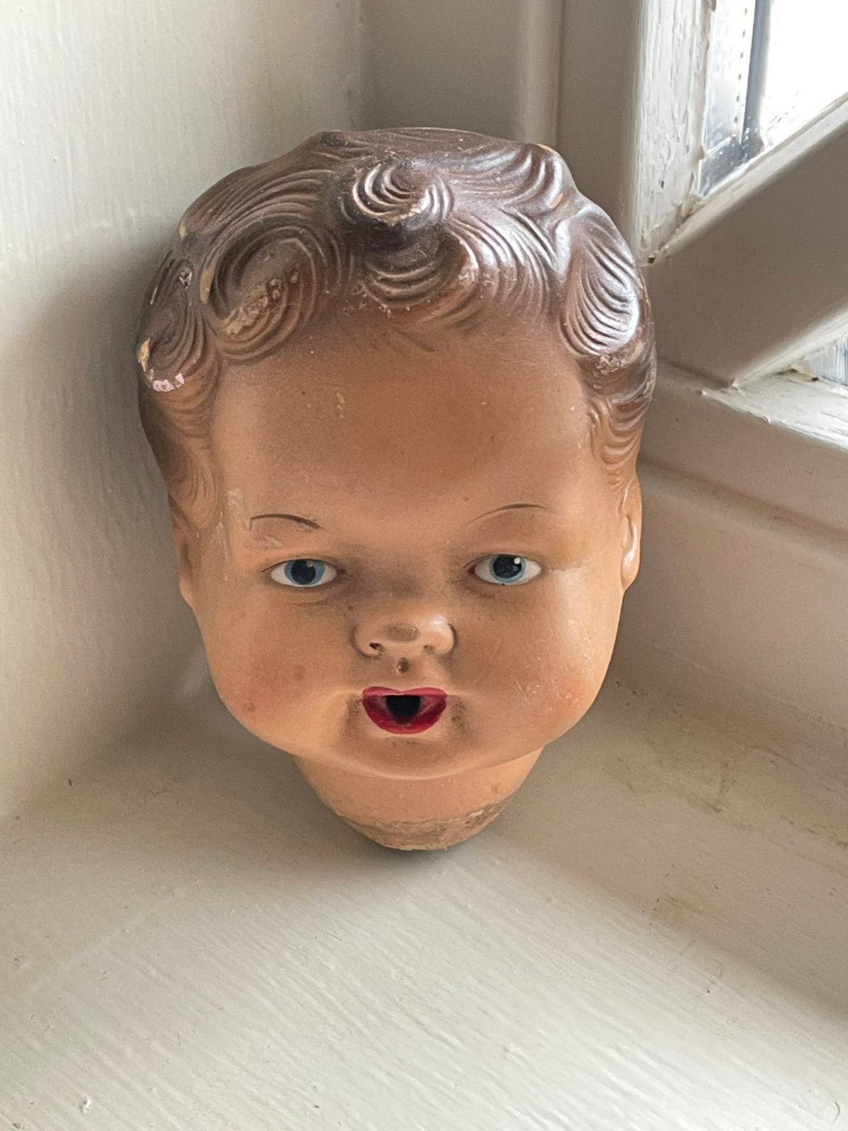 Brocante poppenhoofd, Ophalen of Verzenden, Gebruikt, Pop