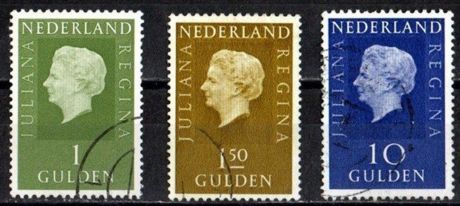 Nederland nr. 952b, 954b en 958b Juliana gestempeld, Postzegels en Munten, Ophalen of Verzenden, Na 1940, Gestempeld