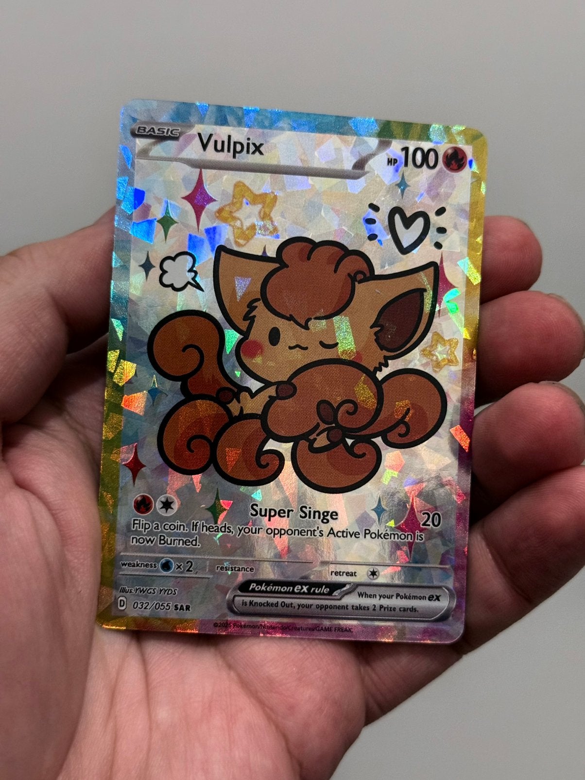 Schattige Vulpix Fan Made Pokemon kaart art, Ophalen of Verzenden, Zo goed als nieuw