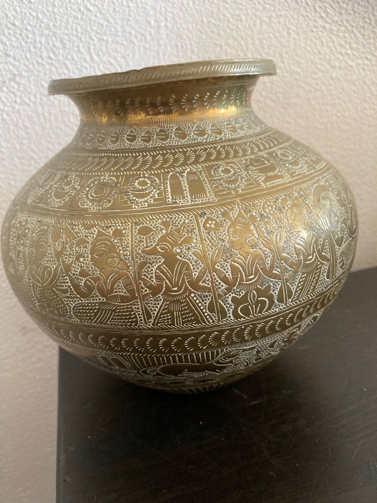 Antieke Indiase Messing Lota - Heilig Water Pot 14cm, Ophalen of Verzenden