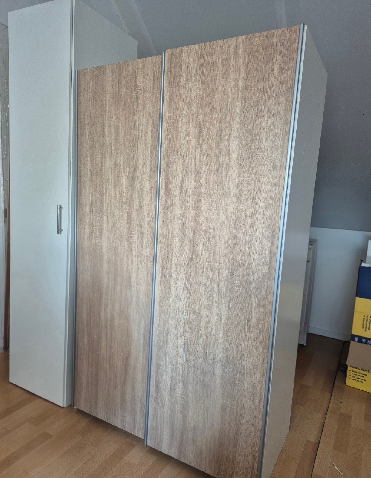 Kledingkast met schuifdeuren, planken en hanggedeelte, Huis en Inrichting, Kasten | Kledingkasten, Ophalen, Met deur(en), Gebruikt