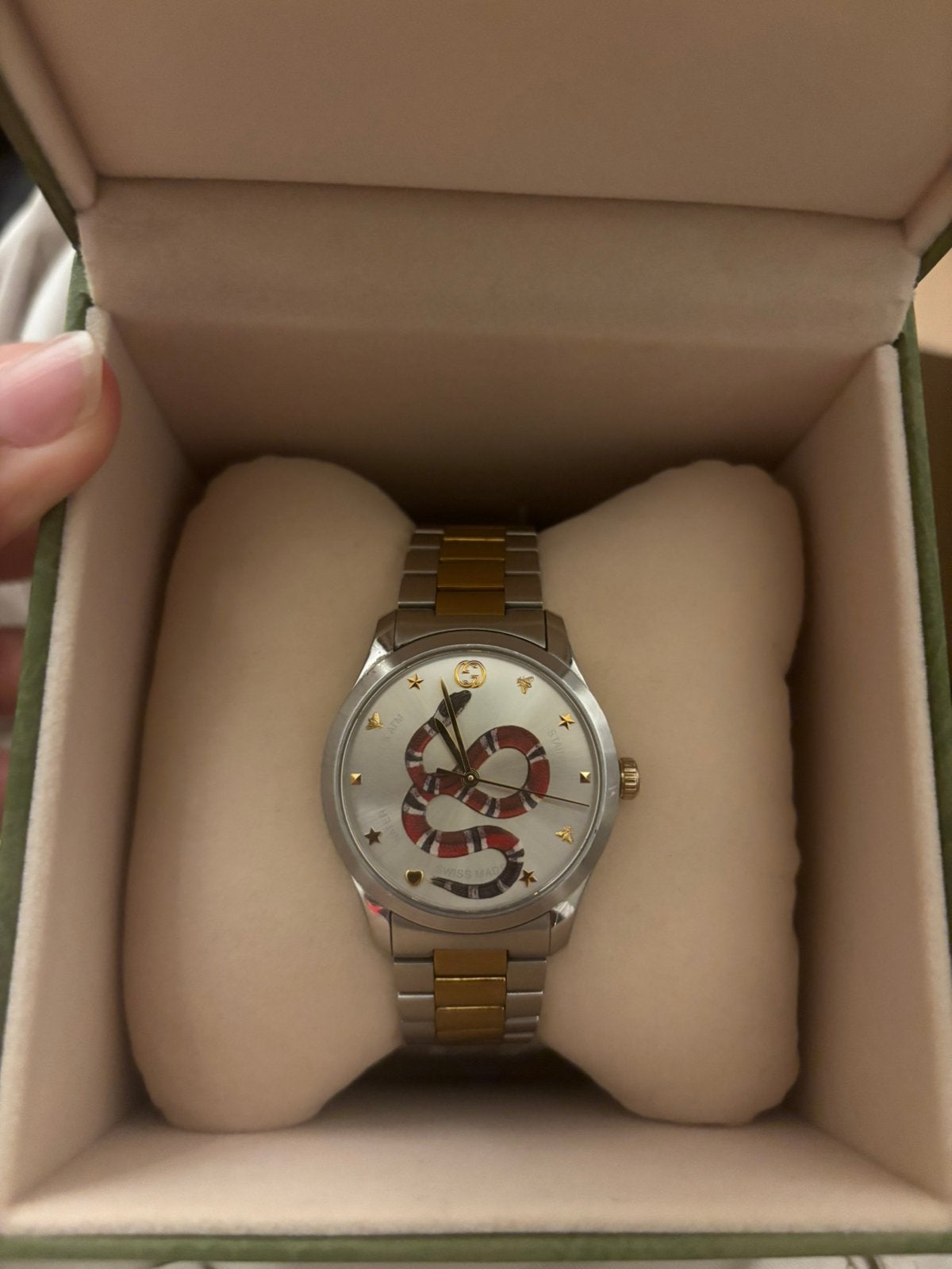 Gucci G-Timeless Snake 38mm Horloge met bon, Overige merken, Staal, Gebruikt, Staal