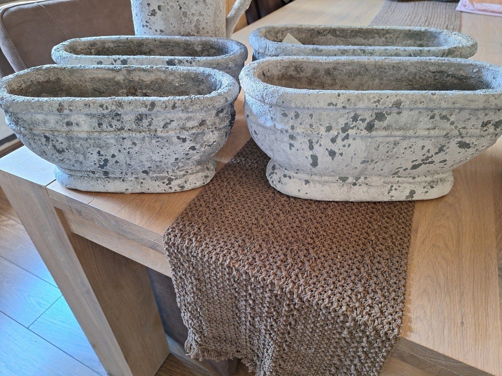 Set van 7 decoratieve plantenbakken en kruik, Ophalen, Overige materialen, Minder dan 60 cm, Zo goed als nieuw